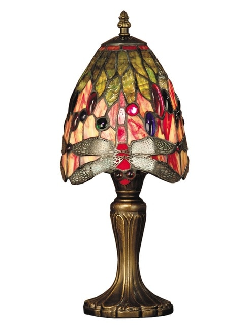 15" Antique Brass Vickers Hand Crafted Glass Tiffany-Style Table Lamp - 31376530