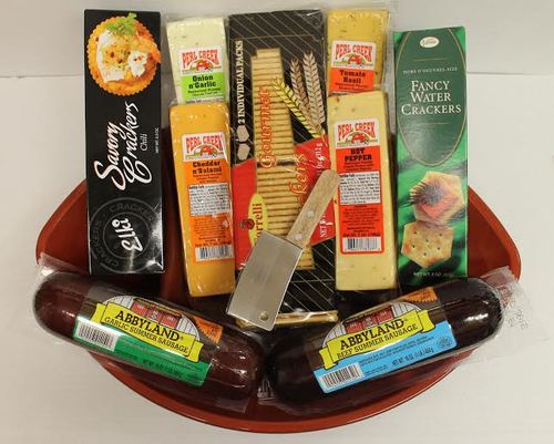 10-Piece Football Party Favorites Gourmet Sausage, Cheese and Cracker Gift Basket - 31450852