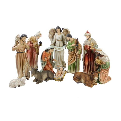 11-Piece Traditional Religious Christmas Nativity Set with Removable Baby Jesus 15.5" - 32630253