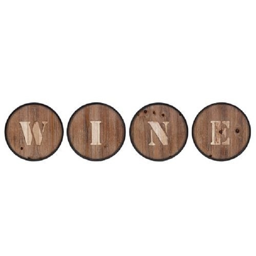 12" Wooden Brown and Black WINE Quoted Vino Wall Decor - 32816395