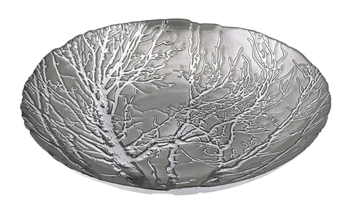 15.75" Silver Plated Ethereal Winter Tree Embossed Decorative Glass Bowl - 31451968