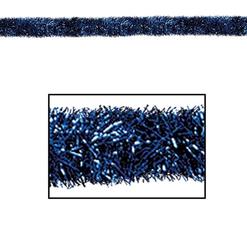 100 Festive Shiny Blue Gleam N Tinsel Holiday Garland - Unlit - 31561627