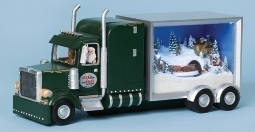 12.5" Vibrantly Colored Lighted Musical Truck Sleeper Santa Christmas Figure - 31084950