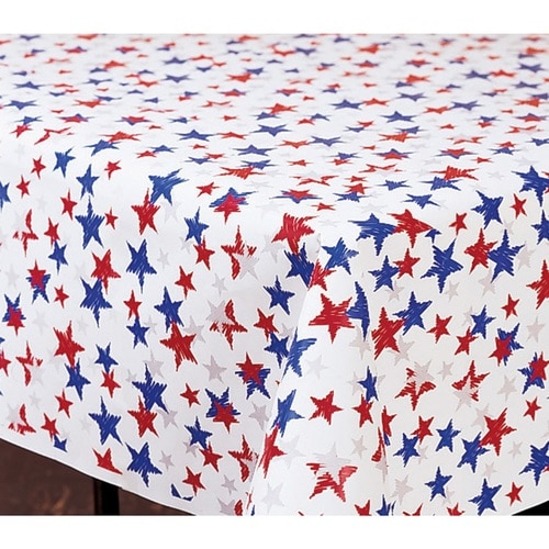 100’ Red and Blue Patriotic Stars Decorative Disposable Banquet Table Roll - 32040624