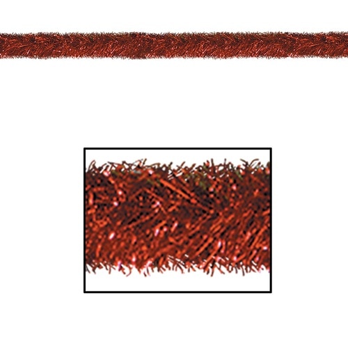 100 Festive Shiny Red Gleam N Tinsel Holiday Garland - Unlit - 31561651