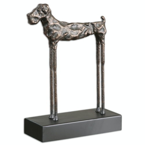 13.125" Canem Heavily Distressed Cast Iron Dog Sculpture with Golden Bronze Highlights - 31330824