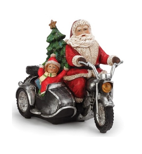 11.5" Battery Operated LED Lighted Santa on a Motorcycle Christmas Figure - 31581588