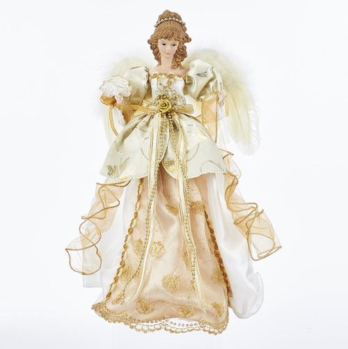 17" Ivory and Gold Colored Decorative Christmas Themed Angel Treetop - 32805800