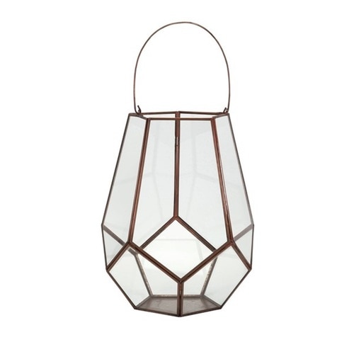 15" Bronze and Clear Cubist Decorative Metal and Glass Terrarium - 32739852