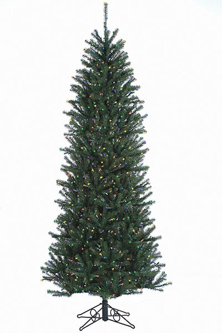 12 Slim Alexandria Pine Pre-Lit Artificial Christmas Tree - Multi Lights - 6596390