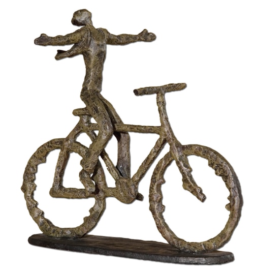 15" Textured Sage Green Freedom Bike Rider Metal Decorative Table Top Figure - 28264764