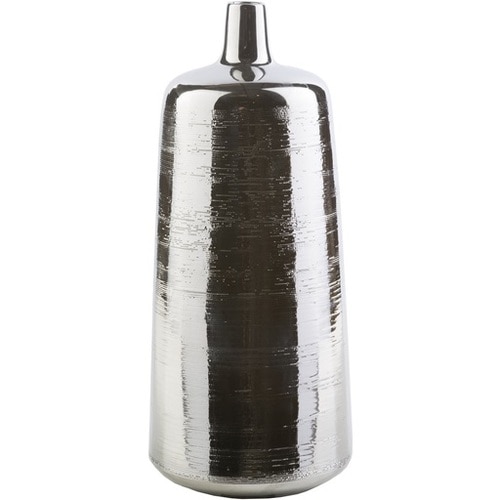 17" Chic Endeavors Glossy Charcoal Gray Decorative Ceramic Vase - 31499601
