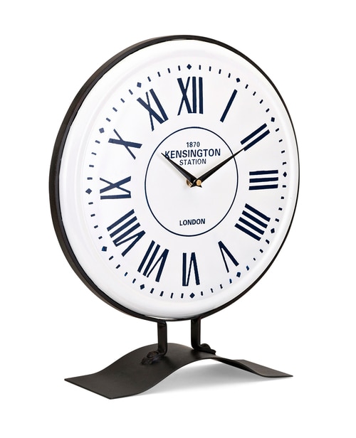 16.5" White and Blue Vintage Styled Table Clock - 32823568