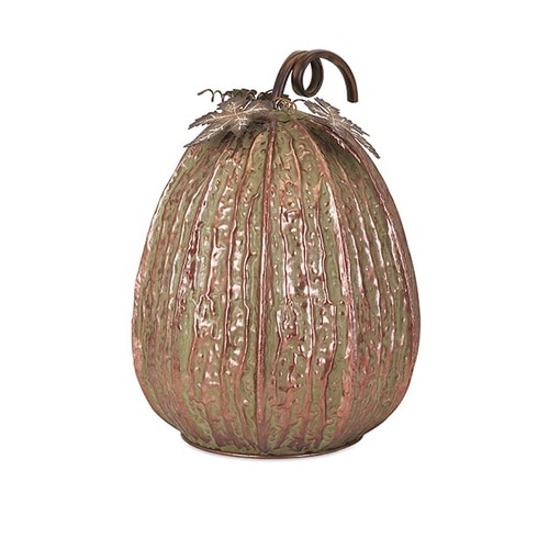 17.5" Harvest Metallic Copper Patina Pumpkin with Curlicue Thanksgiving Decoration - 31490896