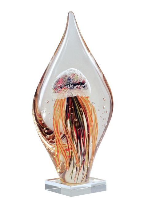 12" Madera Multicolored Hand Blown Art Glass Sculpture - 32809440