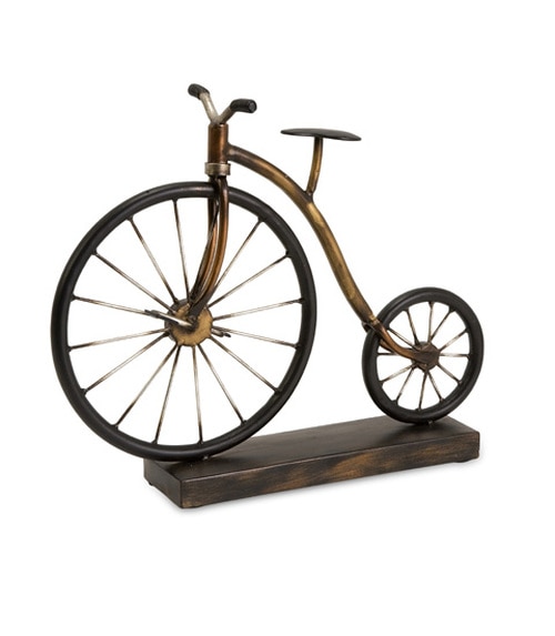 13" Large Antique Finish Old Fashioned High Wheel Bicycle Statue - 11074625