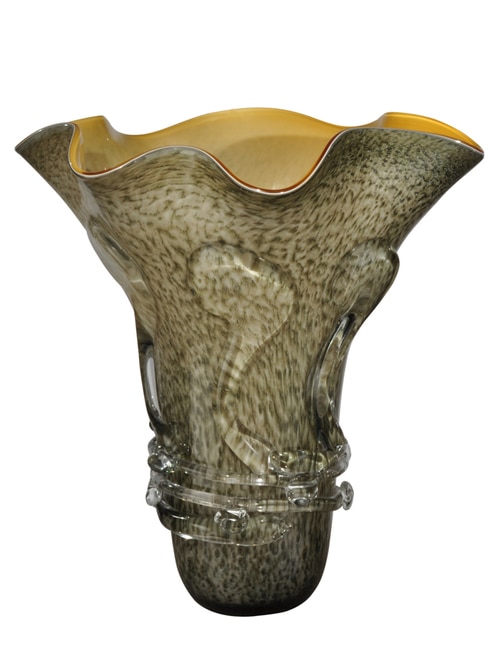 15.75" Light Grey Briar Villa Decorative Hand Blown Glass Vase - 31555453