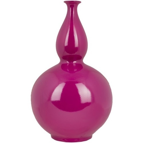 12" Glossy Raspberry Pink Ceramic Tall Decorative Vase - 31497285