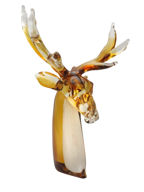 16" Amber and Clear Reindeer Art Glass Figurine - 32810501