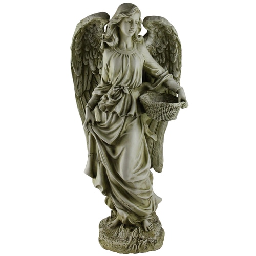 17.75" Green and Gray Josephs Studio Angel with a Basket Religious Outdoor Garden Statue - 32584119