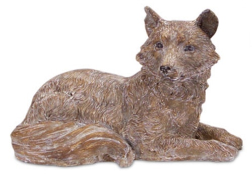 17" Woodland Rustic Style White and Brown Lying Fox Decorative Figure - 31453560