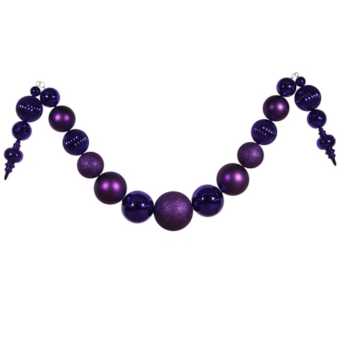 14 Huge Commercial Purple 3-Finish Shatterproof Christmas Ball Ornament Garland - 21302488