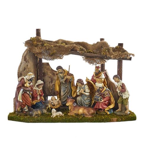 12-Piece Set Soothing Colored Decorative Holy Family Figures with Stable 24" - 32807009