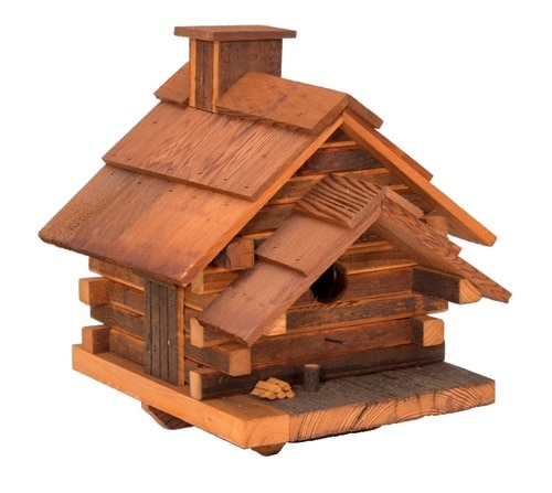 16.75” Fully Functional Bird-In-Hand Conestoga Log Cabin Outdoor Garden Bird Feeder - 32230897