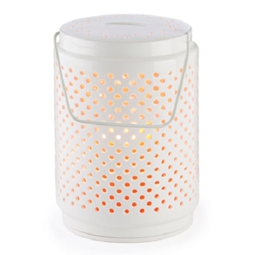 10" Decorative Cream White Bellaroma Ceramic Cut-Out Candle Warmer Lantern - 31523179
