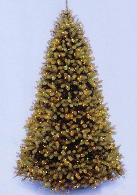 12 Downswept Douglas Fir Pre-Lit PE Artificial Christmas Tree - Multi Lights - 6065784