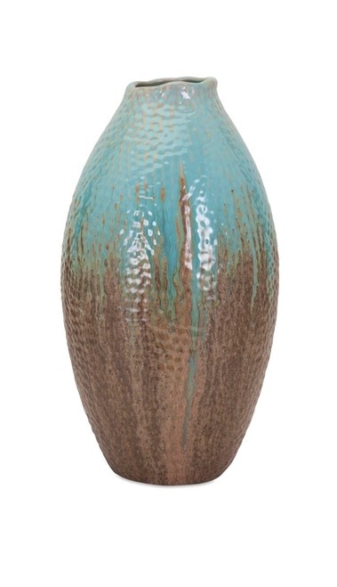 16" Outer Banks Blue and Brown Medium Ceramic Vase - 32801570
