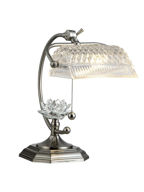 15.5" Satin Nickel Althea Crystal Desk Lamp - 31376120