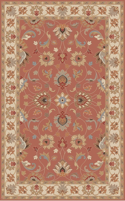 10 x 14 Augustus Red Clay, Beige and Blue Hand Tufted Wool Area Throw Rug - 30941664