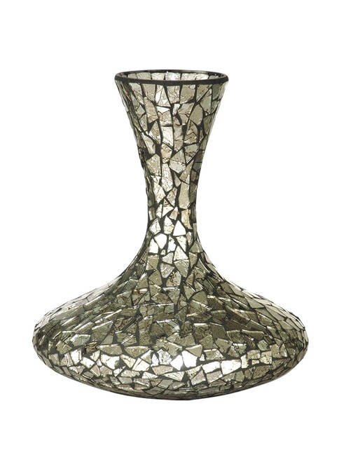12" Shimmering Silver Mosaic Large Decorative Glass Vase - 31376167