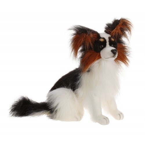 16" Lifelike Handcrafted Extra Soft Plush Black Papillon Dog Stuffed Animal - 31068751