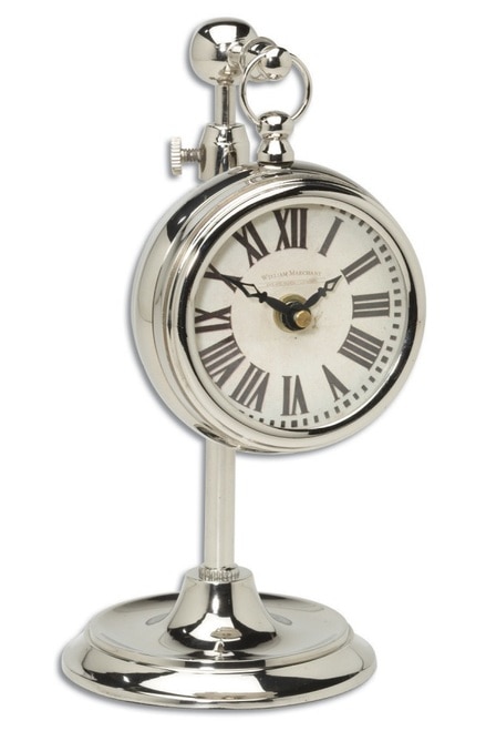 12" Cream British Brass Pocket Watch Style Clock on Adjustable Telescopic Stand - 28266576