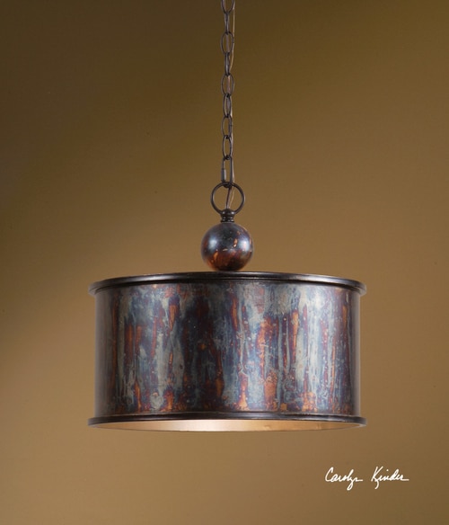 14" Single Metallic Oil Swirl Hanging Ceiling Light Pendant - 28265759