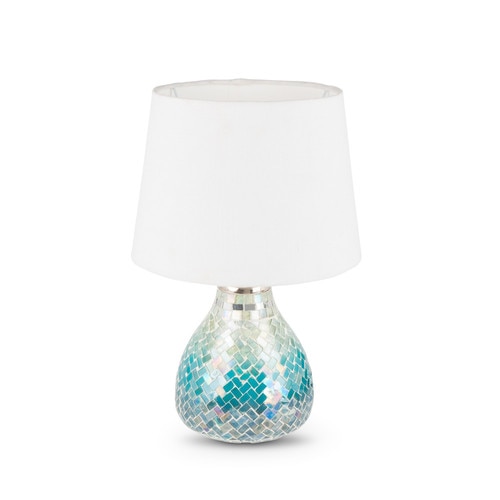 15" Blue Ombre and White Round Hardback Shade Decorative Table Lamp - 32814795