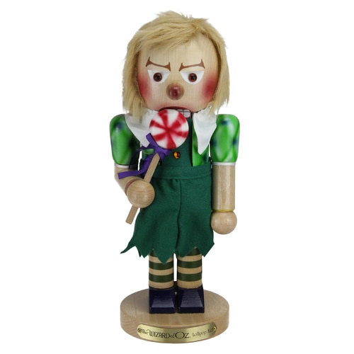 14" Green and Beige Handcrafted Lollipop Munchkin Nutcracker - 30890418