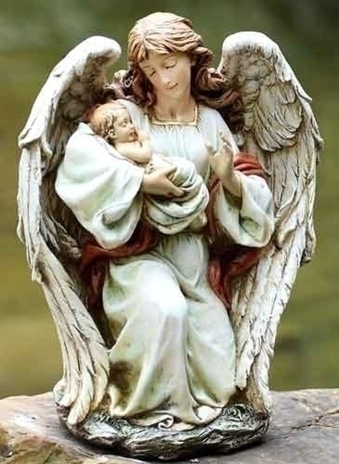 17" Josephs Studio Angel Holding Baby Outdoor Garden Statue - 10529685