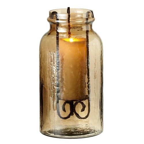 12.5” Golden Luster Glass Jar with Pillar Candle Holder - Large - 32766756