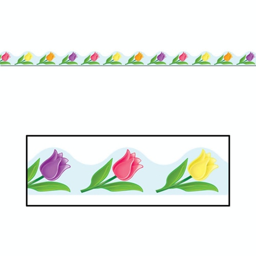 144 Colorful Spring Easter Tulip Flowers Bulletin Board Border Trim Signs 3.75 - 31558581