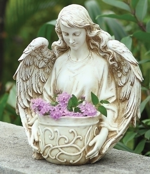 12.5" Ivory Religious Angel Bust Outdoor Patio Garden Planter - 29052034