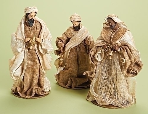 14” 3 Piece Burlap 3 Kings Nativity Decorative Set - 32618487