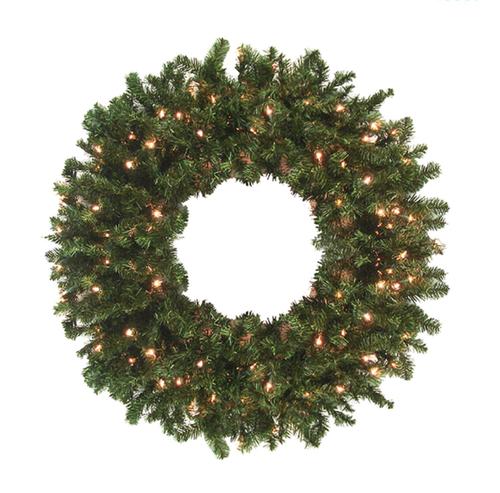 12 Pre-Lit High Sierra Pine Commercial Artificial Christmas Wreath - Clear Lights - 32632676