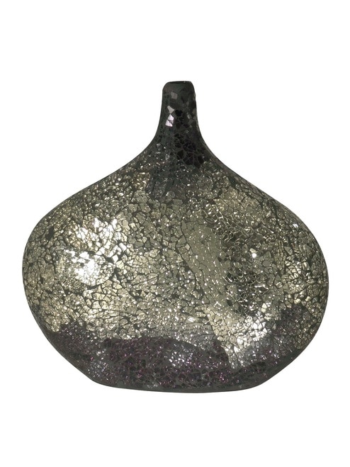 12" Purple and Gold Quartz Mosaic Decorative Hand Blown Glass Vase - 31375906