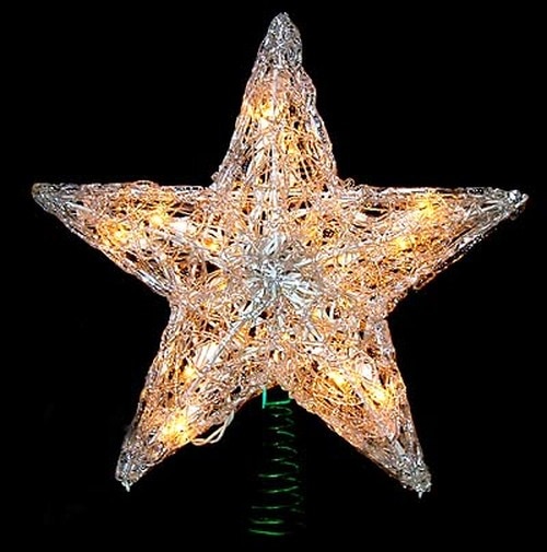 12" Lighted Snowy Crystal Style Star Christmas Tree Topper - Clear Lights - 10837574