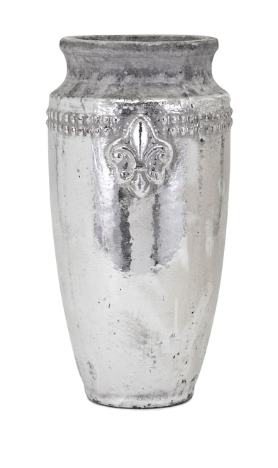 15.5" Metallic Silver Finish Vintage Inspired Table-Top Decorative Large Vase - 32824984
