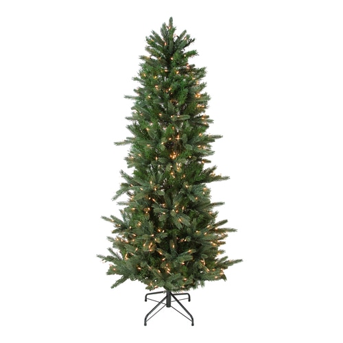 12 Pre-Lit Slim Vermont Fir Instant Shape Artificial Christmas Tree - Clear - 30852747