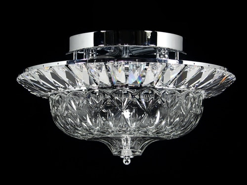 14" Solid Cut Handcrafted Crystal with Fleur-De-Lis Pattern Flush Mount - 32815009